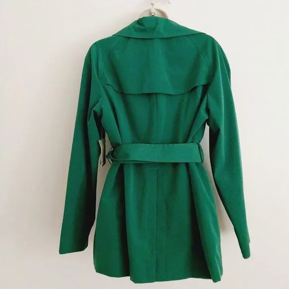 *NWT London Fog Short Double breasted Raincoat Jacket Green Size Medium - Picture 3 of 6
